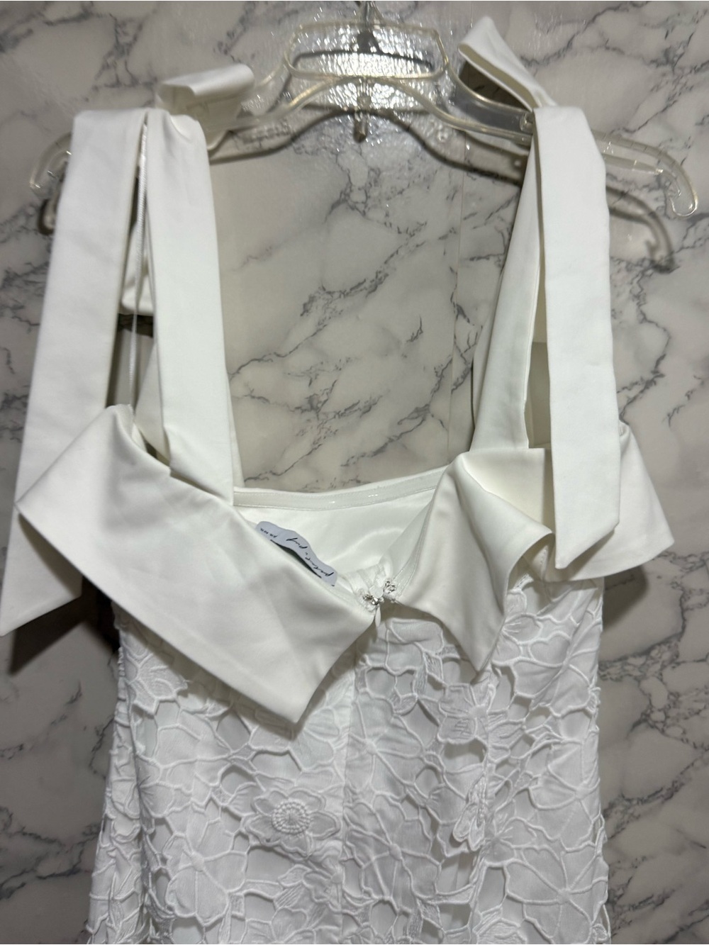 Petal & Pup White Lace Midi Dress with Tie Straps - Picture 6 of 11